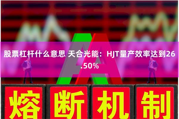 股票杠杆什么意思 天合光能：HJT量产效率达到26.50%