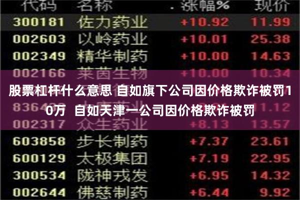 股票杠杆什么意思 自如旗下公司因价格欺诈被罚10万  自如天津一公司因价格欺诈被罚