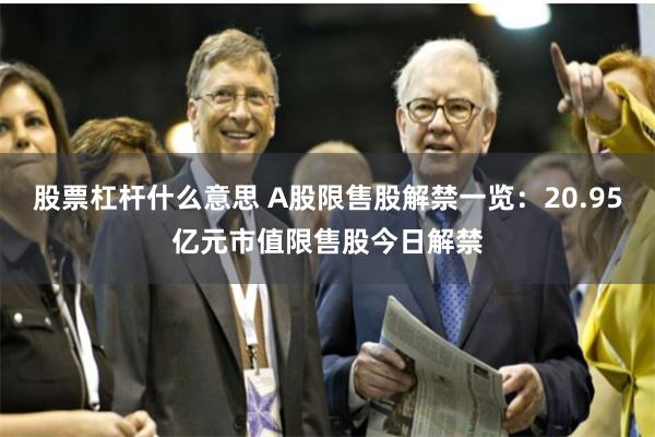 股票杠杆什么意思 A股限售股解禁一览：20.95亿元市值限售股今日解禁
