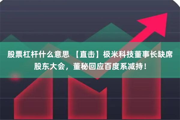 股票杠杆什么意思 【直击】极米科技董事长缺席股东大会，董秘回应百度系减持！