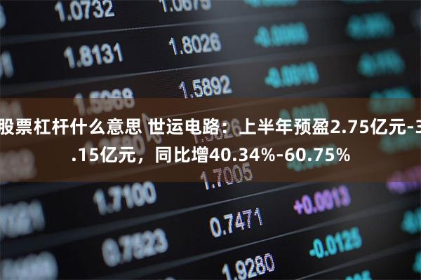 股票杠杆什么意思 世运电路：上半年预盈2.75亿元-3.15亿元，同比增40.34%-60.75%