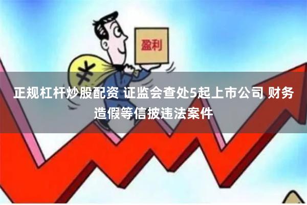 正规杠杆炒股配资 证监会查处5起上市公司 财务造假等信披违法案件