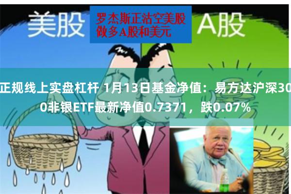 正规线上实盘杠杆 1月13日基金净值：易方达沪深300非银ETF最新净值0.7371，跌0.07%