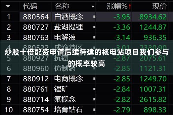 炒股十倍配资申请后续待建的核电站项目我们参与的概率较高